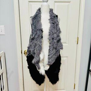 SUTTON STUDIO 100% RABBIT FUR CASHMERE BLEND KNIT OPEN VEST CARDIGAN